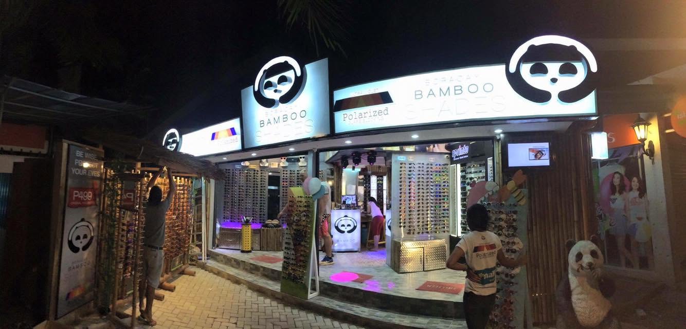 Bamboo Shades completed storefront signage