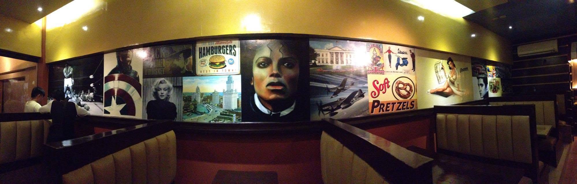 Restaurant interior wall graphics installation