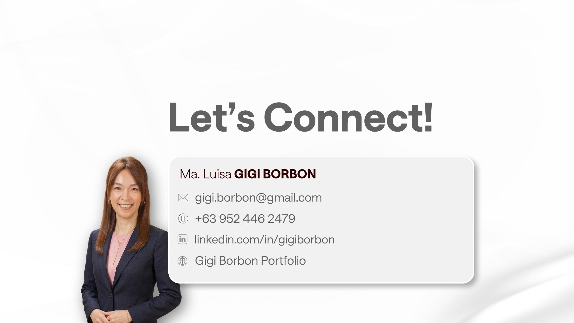 Let's Connect - Contact Gigi Borbon